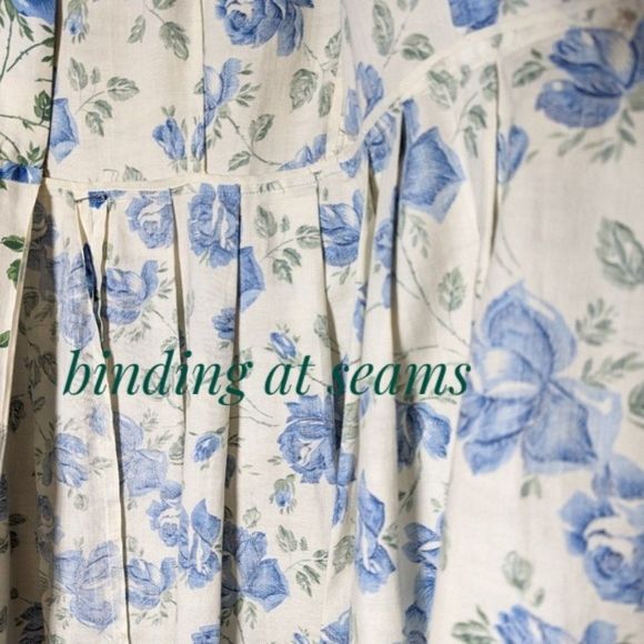 SOLD Vintage 50s Handmade Blue Floral Print Midi Maxi Wrap Dress Short Sleeve - Picture 13 of 16